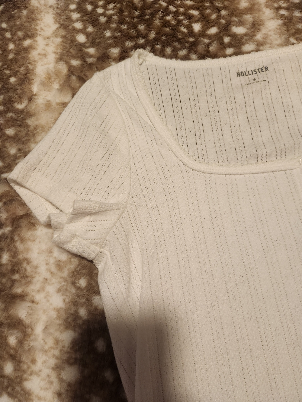 Hollister white button up short sleeve square neck top - Picture 5 of 10